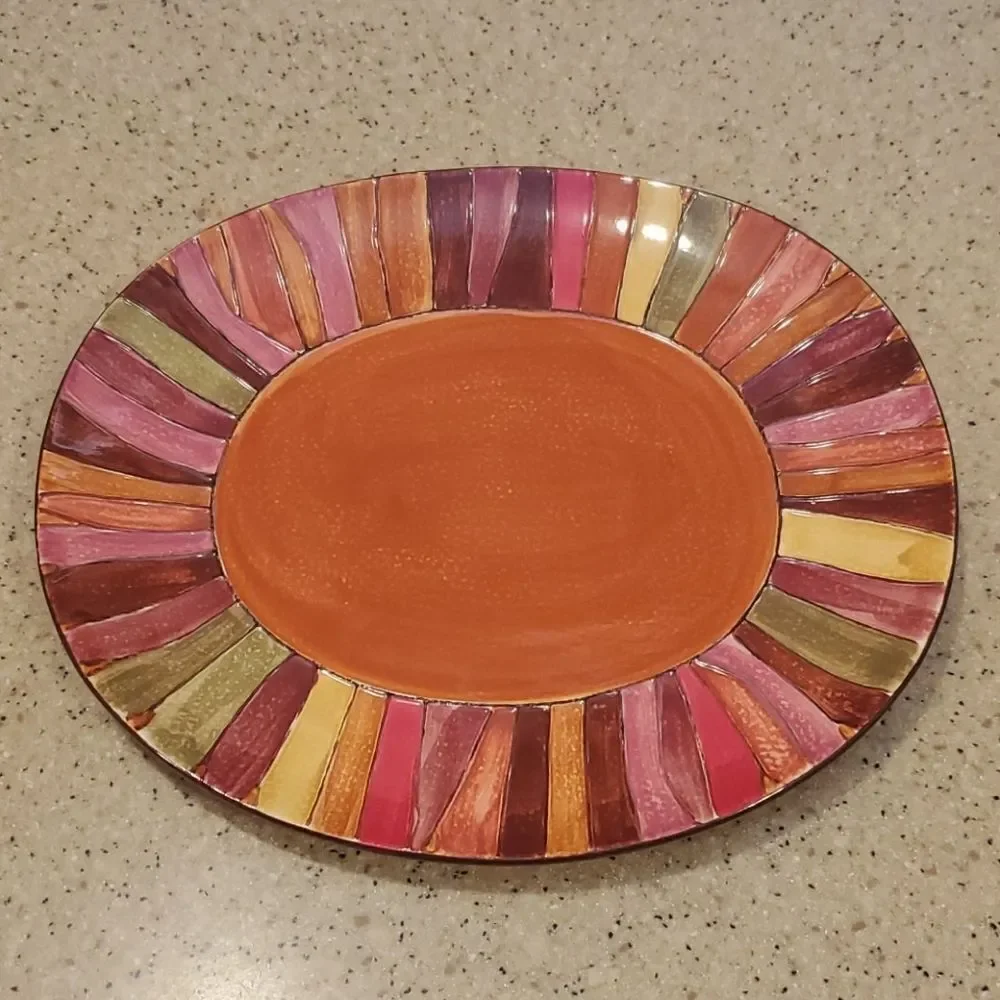 Pier One Wavy Stripe Dinner Plate 12.25